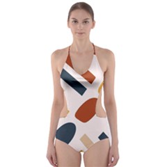 Boho Bohemian Style Design Minimalist Aesthetic Pattern Art Shapes Lines Cut-out One Piece Swimsuit