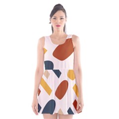 Boho Bohemian Style Design Minimalist Aesthetic Pattern Art Shapes Lines Scoop Neck Skater Dress