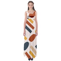 Boho Bohemian Style Design Minimalist Aesthetic Pattern Art Shapes Lines Empire Waist Maxi Dress