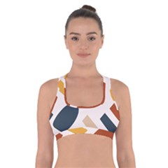 Boho Bohemian Style Design Minimalist Aesthetic Pattern Art Shapes Lines Cross Back Sports Bra by Maspions