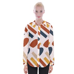 Boho Bohemian Style Design Minimalist Aesthetic Pattern Art Shapes Lines Womens Long Sleeve Shirt