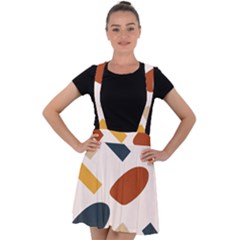 Boho Bohemian Style Design Minimalist Aesthetic Pattern Art Shapes Lines Velvet Suspender Skater Skirt