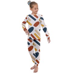 Boho Bohemian Style Design Minimalist Aesthetic Pattern Art Shapes Lines Kids  Long Sleeve Set 