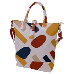 Boho Bohemian Style Design Minimalist Aesthetic Pattern Art Shapes Lines Buckle Top Tote Bag