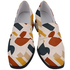 Boho Bohemian Style Design Minimalist Aesthetic Pattern Art Shapes Lines Women s Chunky Heel Loafers