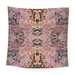 Pink On Brown Square Tapestry (large) by kaleidomarblingart