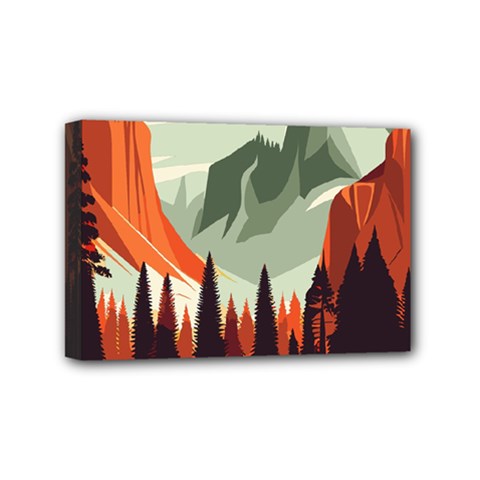 Mountain Travel Canyon Nature Tree Wood Mini Canvas 6  X 4  (stretched)