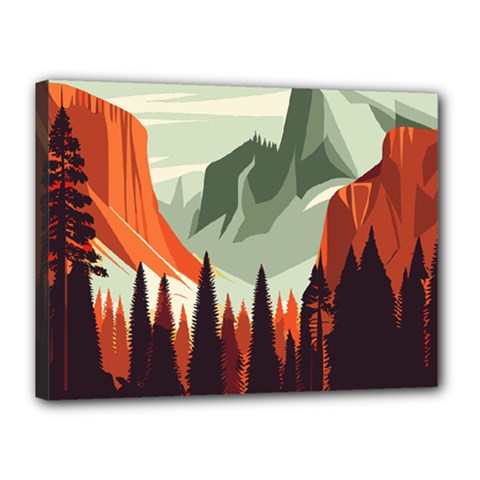 Mountain Travel Canyon Nature Tree Wood Canvas 16  X 12  (stretched)