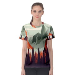 Mountain Travel Canyon Nature Tree Wood Women s Sport Mesh T-shirt