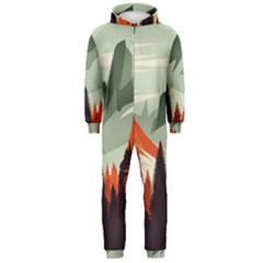 Mountain Travel Canyon Nature Tree Wood Hooded Jumpsuit (men)