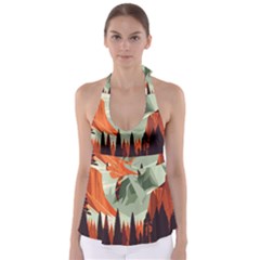 Mountain Travel Canyon Nature Tree Wood Tie Back Tankini Top by Maspions