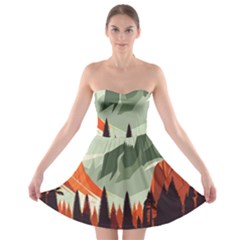 Mountain Travel Canyon Nature Tree Wood Strapless Bra Top Dress