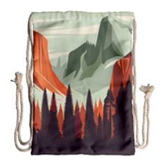 Mountain Travel Canyon Nature Tree Wood Drawstring Bag (large) by Maspions