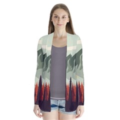 Mountain Travel Canyon Nature Tree Wood Drape Collar Cardigan