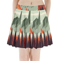 Mountain Travel Canyon Nature Tree Wood Pleated Mini Skirt