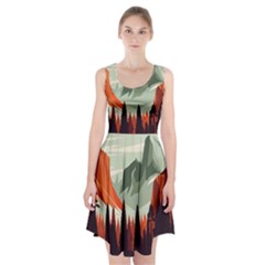 Mountain Travel Canyon Nature Tree Wood Racerback Midi Dress