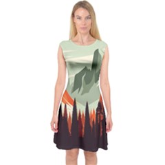 Mountain Travel Canyon Nature Tree Wood Capsleeve Midi Dress