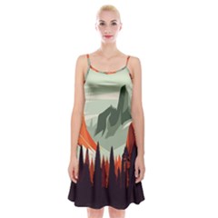 Mountain Travel Canyon Nature Tree Wood Spaghetti Strap Velvet Dress