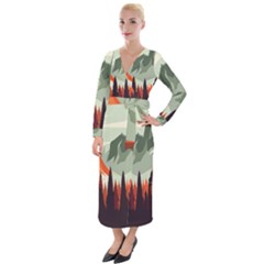 Mountain Travel Canyon Nature Tree Wood Velvet Maxi Wrap Dress