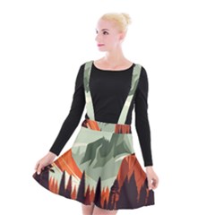 Mountain Travel Canyon Nature Tree Wood Suspender Skater Skirt