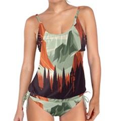 Mountain Travel Canyon Nature Tree Wood Tankini Set