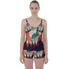 Mountain Travel Canyon Nature Tree Wood Tie Front Two Piece Tankini