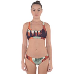 Mountain Travel Canyon Nature Tree Wood Cross Back Hipster Bikini Set