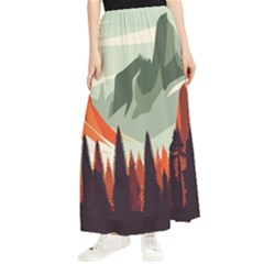 Mountain Travel Canyon Nature Tree Wood Maxi Chiffon Skirt by Maspions