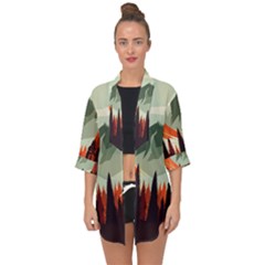 Mountain Travel Canyon Nature Tree Wood Open Front Chiffon Kimono by Maspions