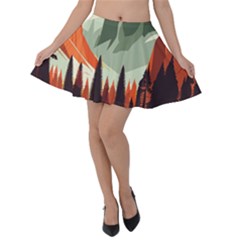 Mountain Travel Canyon Nature Tree Wood Velvet Skater Skirt