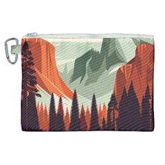 Mountain Travel Canyon Nature Tree Wood Canvas Cosmetic Bag (xl)