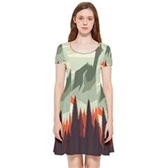 Mountain Travel Canyon Nature Tree Wood Inside Out Cap Sleeve Dress