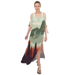 Mountain Travel Canyon Nature Tree Wood Maxi Chiffon Cover Up Dress