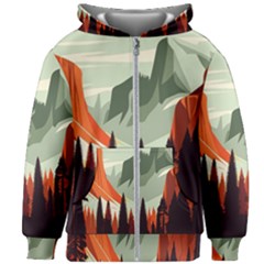 Mountain Travel Canyon Nature Tree Wood Kids  Zipper Hoodie Without Drawstring