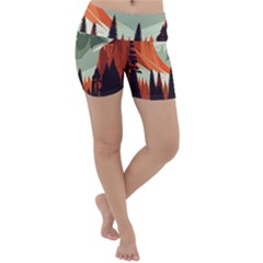 Mountain Travel Canyon Nature Tree Wood Lightweight Velour Yoga Shorts