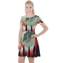 Mountain Travel Canyon Nature Tree Wood Cap Sleeve Velour Dress  by Maspions