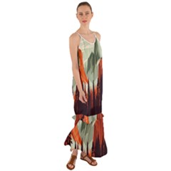 Mountain Travel Canyon Nature Tree Wood Cami Maxi Ruffle Chiffon Dress