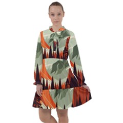 Mountain Travel Canyon Nature Tree Wood All Frills Chiffon Dress