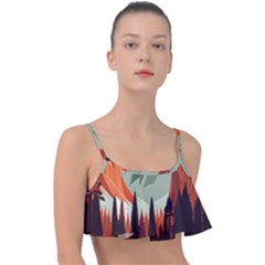 Mountain Travel Canyon Nature Tree Wood Frill Bikini Top