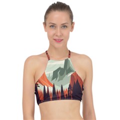 Mountain Travel Canyon Nature Tree Wood Halter Bikini Top