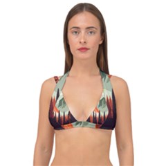 Mountain Travel Canyon Nature Tree Wood Double Strap Halter Bikini Top