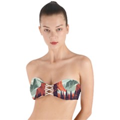 Mountain Travel Canyon Nature Tree Wood Twist Bandeau Bikini Top