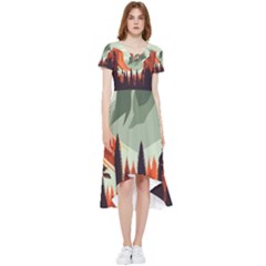 Mountain Travel Canyon Nature Tree Wood High Low Boho Dress