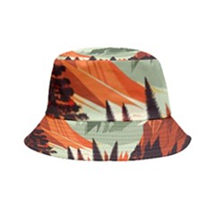 Mountain Travel Canyon Nature Tree Wood Inside Out Bucket Hat by Maspions