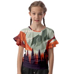 Mountain Travel Canyon Nature Tree Wood Kids  Cut Out Flutter Sleeves by Maspions