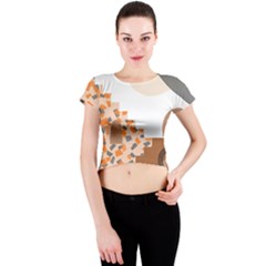 Bohemian Digital Minimalist Boho Style Geometric Abstract Art Crew Neck Crop Top