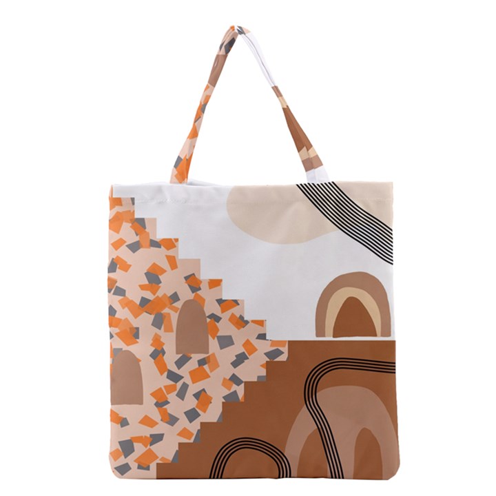 Bohemian Digital Minimalist Boho Style Geometric Abstract Art Grocery Tote Bag