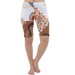 Bohemian Digital Minimalist Boho Style Geometric Abstract Art Cropped Leggings 