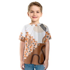 Bohemian Digital Minimalist Boho Style Geometric Abstract Art Kids  Sport Mesh T-shirt