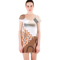 Bohemian Digital Minimalist Boho Style Geometric Abstract Art Short Sleeve Bodycon Dress